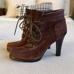 Lauren Ralph Lauren Dark Brown Suede Heeled Boots